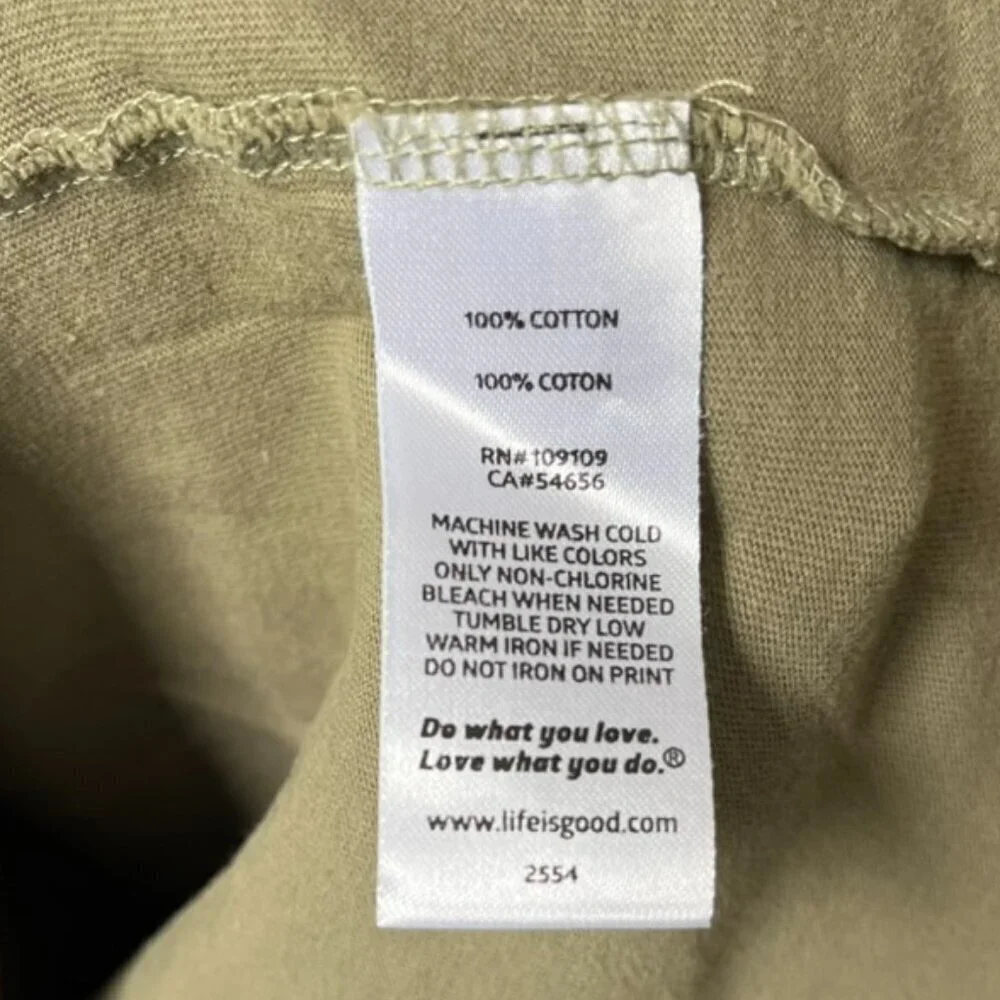 Life Is Good Army Green Golden Retriever Crusher T-shirt Men's Medium